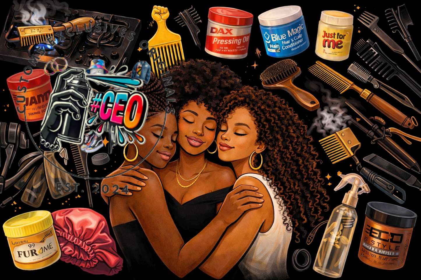 Females black hair - Commercial Use - Tumbler, Mug, Cap Designs (Instant Digital Download) - PNG