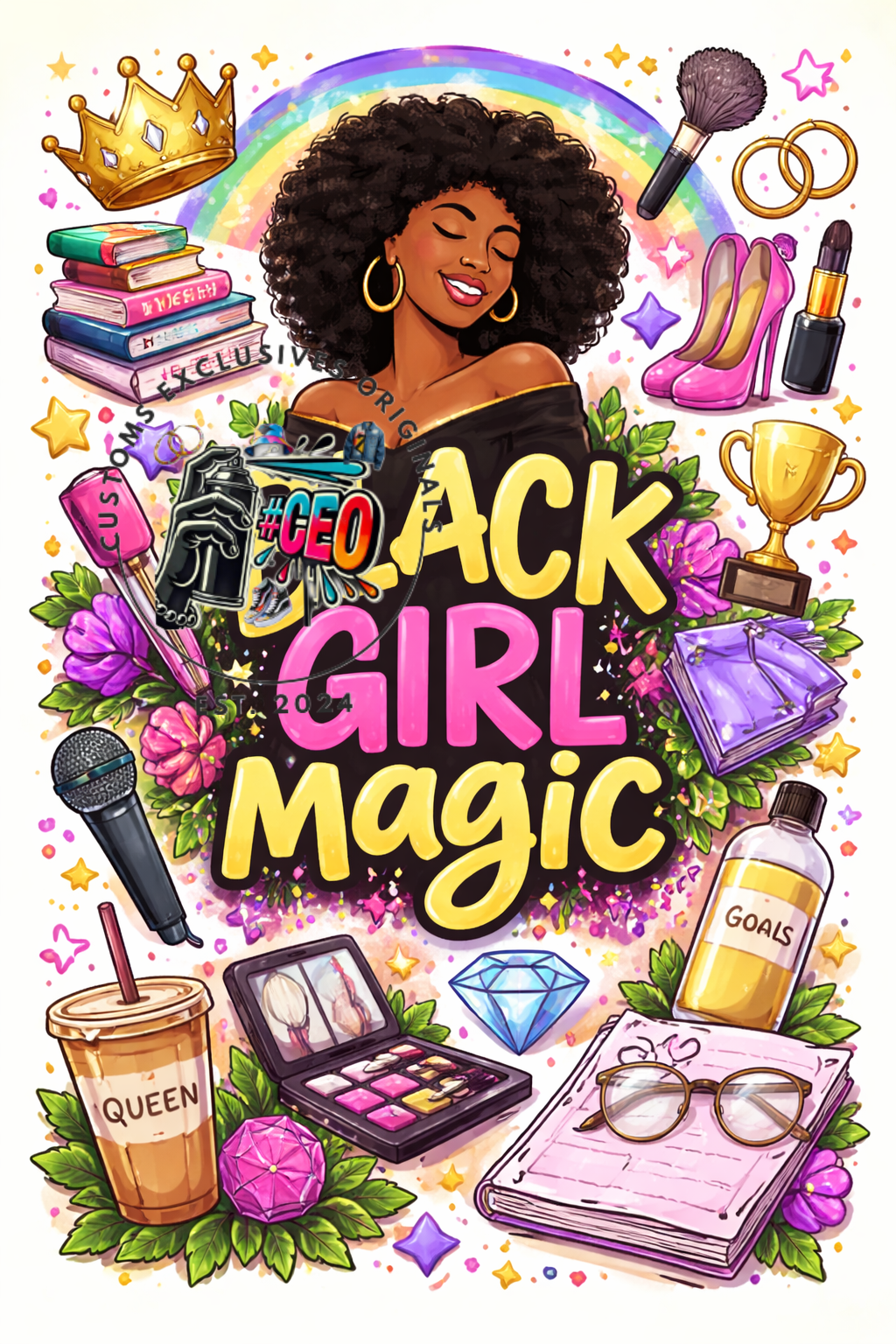 Black girl magic - Commercial Use - Tumbler, Mug, Cap Designs (Instant Digital Download) - PNG