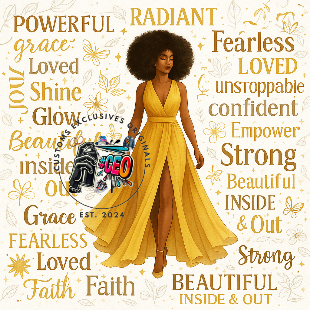 Yellow dress - Commercial Use - Tumbler, Mug, Cap Designs (Instant Digital Download) - PNG