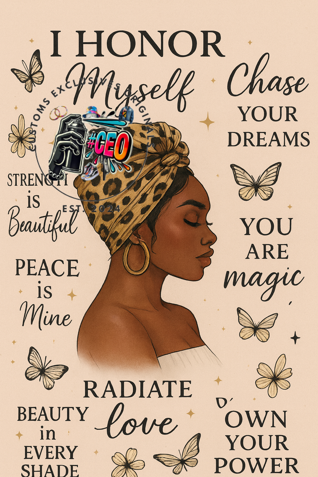 I honour myself - Commercial Use - Tumbler, Mug, Cap Designs (Instant Digital Download) - PNG