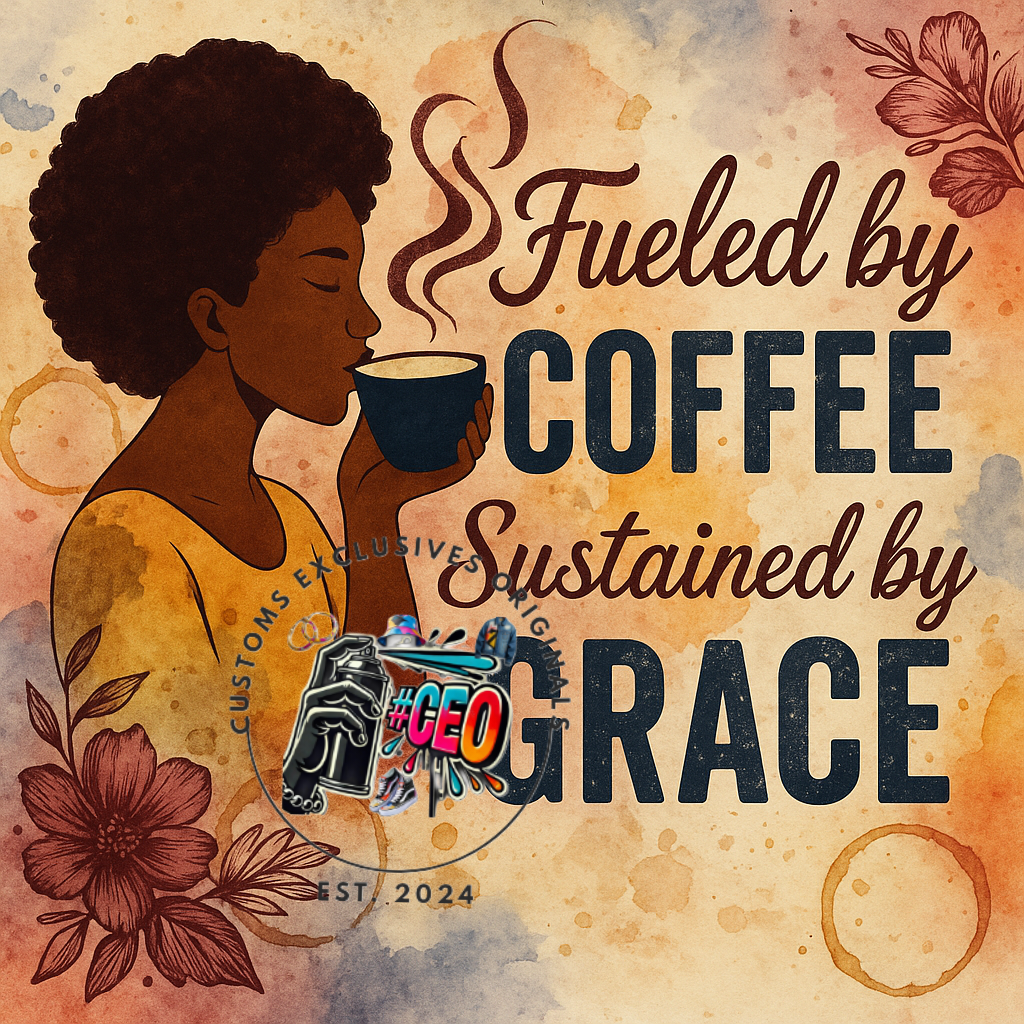 Fueled by coffee - Commercial Use - Tumbler, Mug, Cap Designs (Instant Digital Download) - PNG