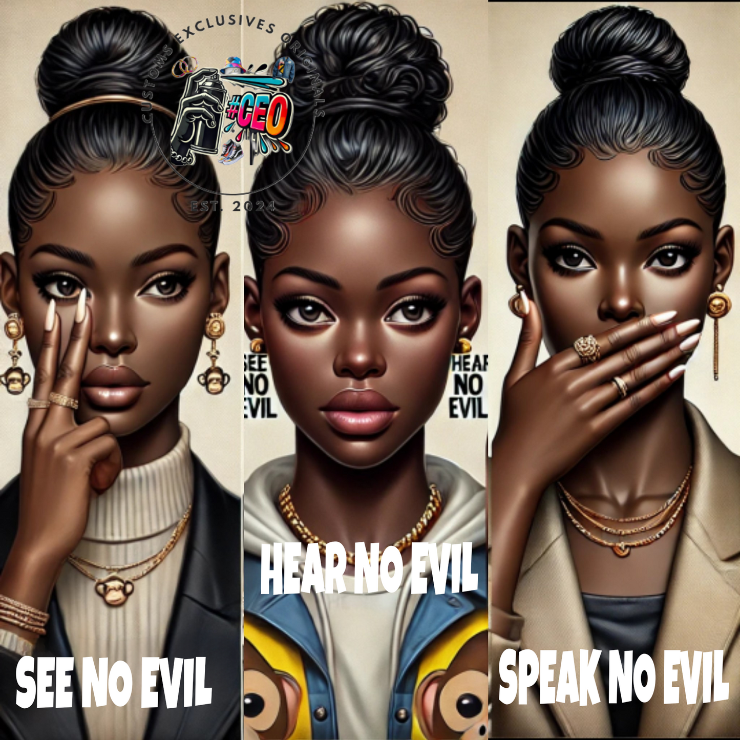 See no evil 2 - Commercial Use - Tumbler, Mug, Cap Designs (Instant Digital Download) - PNG