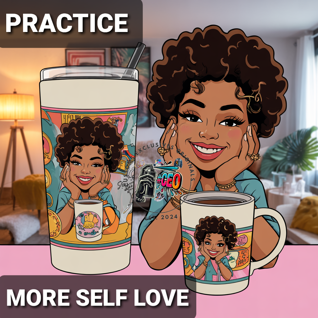 Practice self love - Commercial Use - Tumbler, Mug, Cap Designs (Instant Digital Download) - PNG