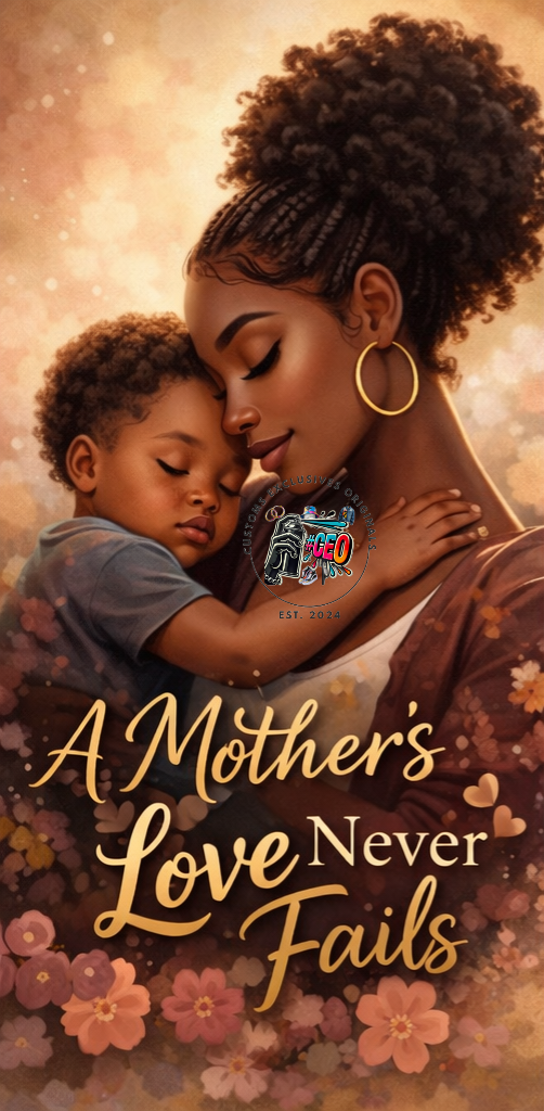 Mothers love never fails - Commercial Use - Tumbler, Mug, Cap Designs (Instant Digital Download) - PNG