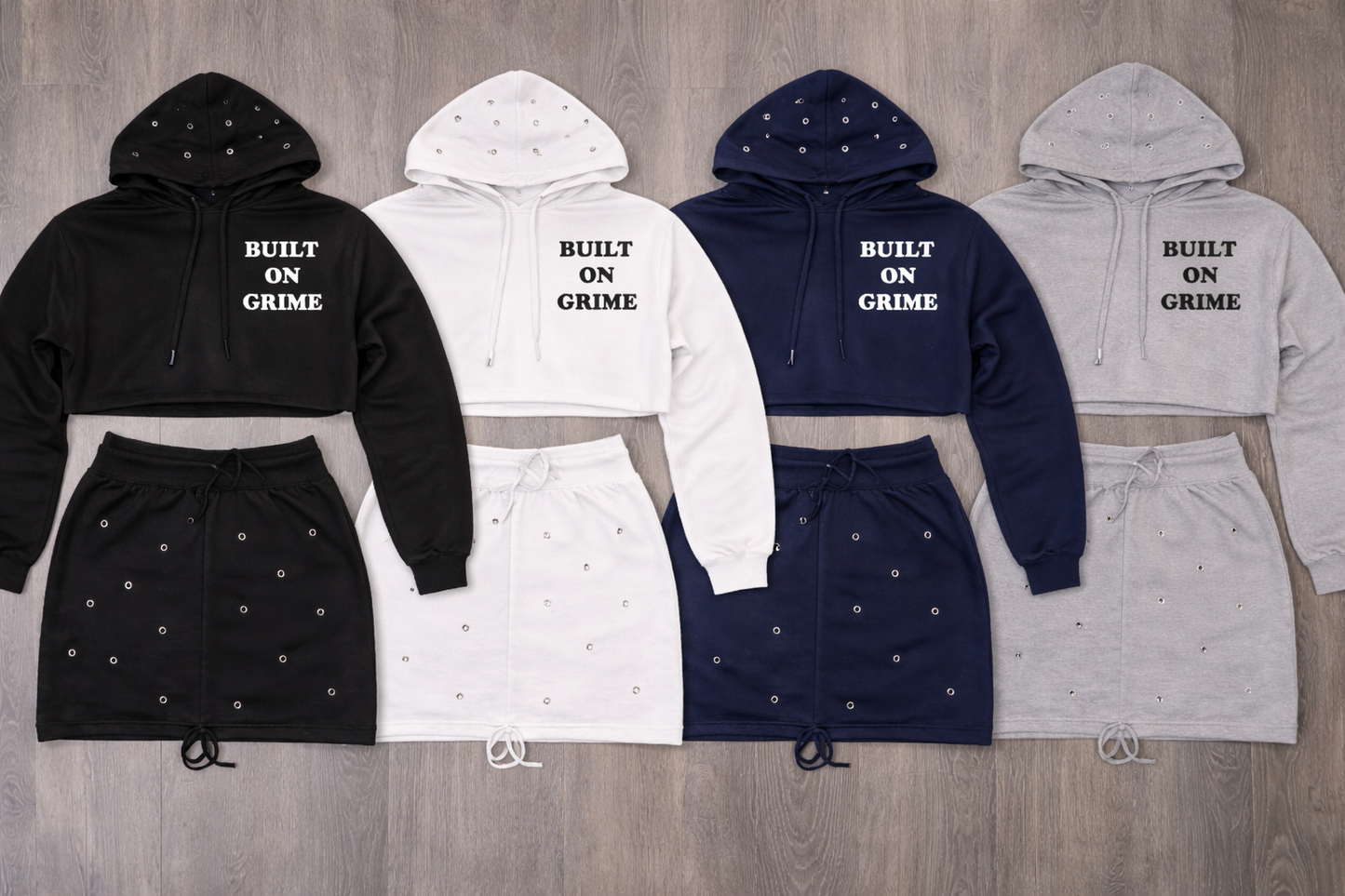 Built on Grime - Womens crop hoodie & skirt co-ord