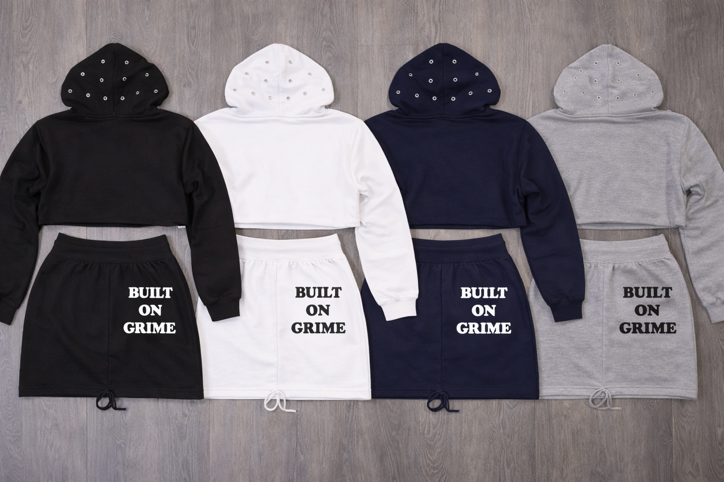 Built on Grime - Womens crop hoodie & skirt co-ord