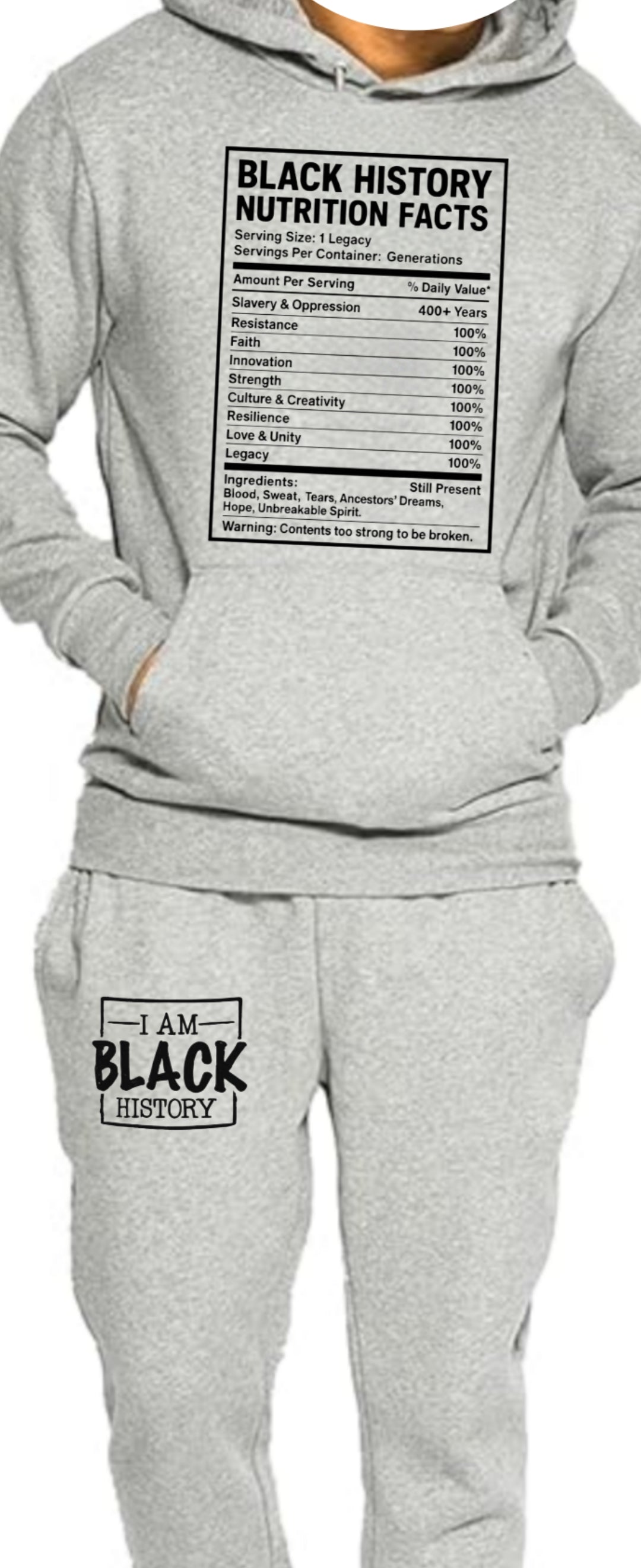 Black History Nutrition Facts Tracksuit Unisex