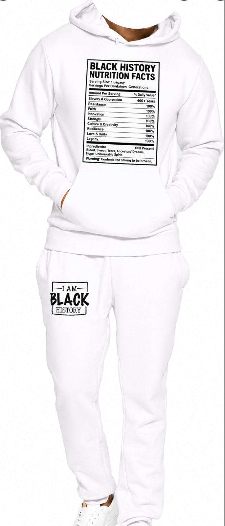 Black History Nutrition Facts Tracksuit Unisex