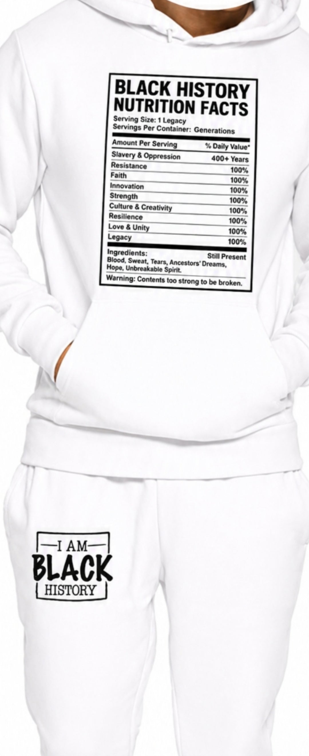 Black History Nutrition Facts Tracksuit Unisex