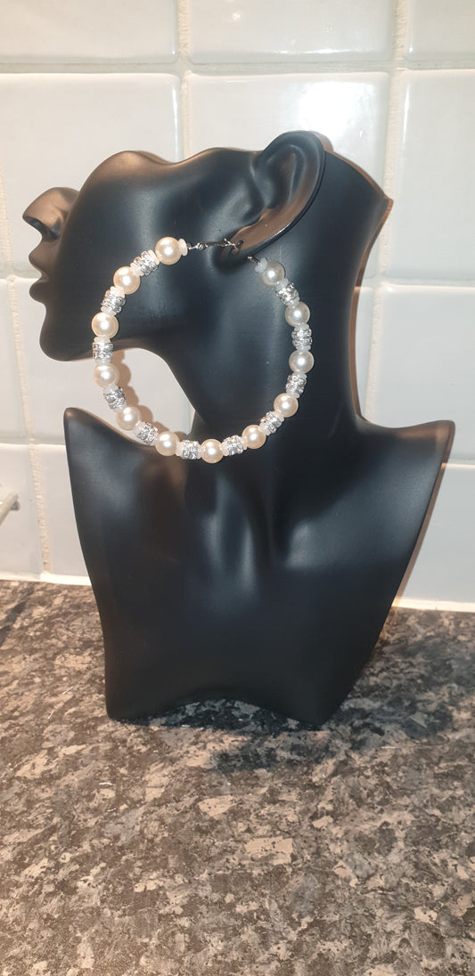 Pearl Hoop Earrings 3
