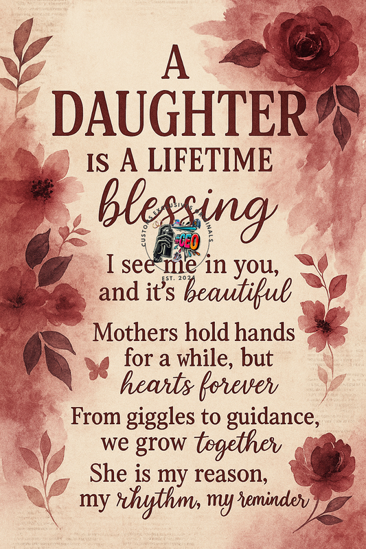 A daughter is typography - Commercial Use - Tumbler, Mug, Cap Designs (Instant Digital Download) - PNG