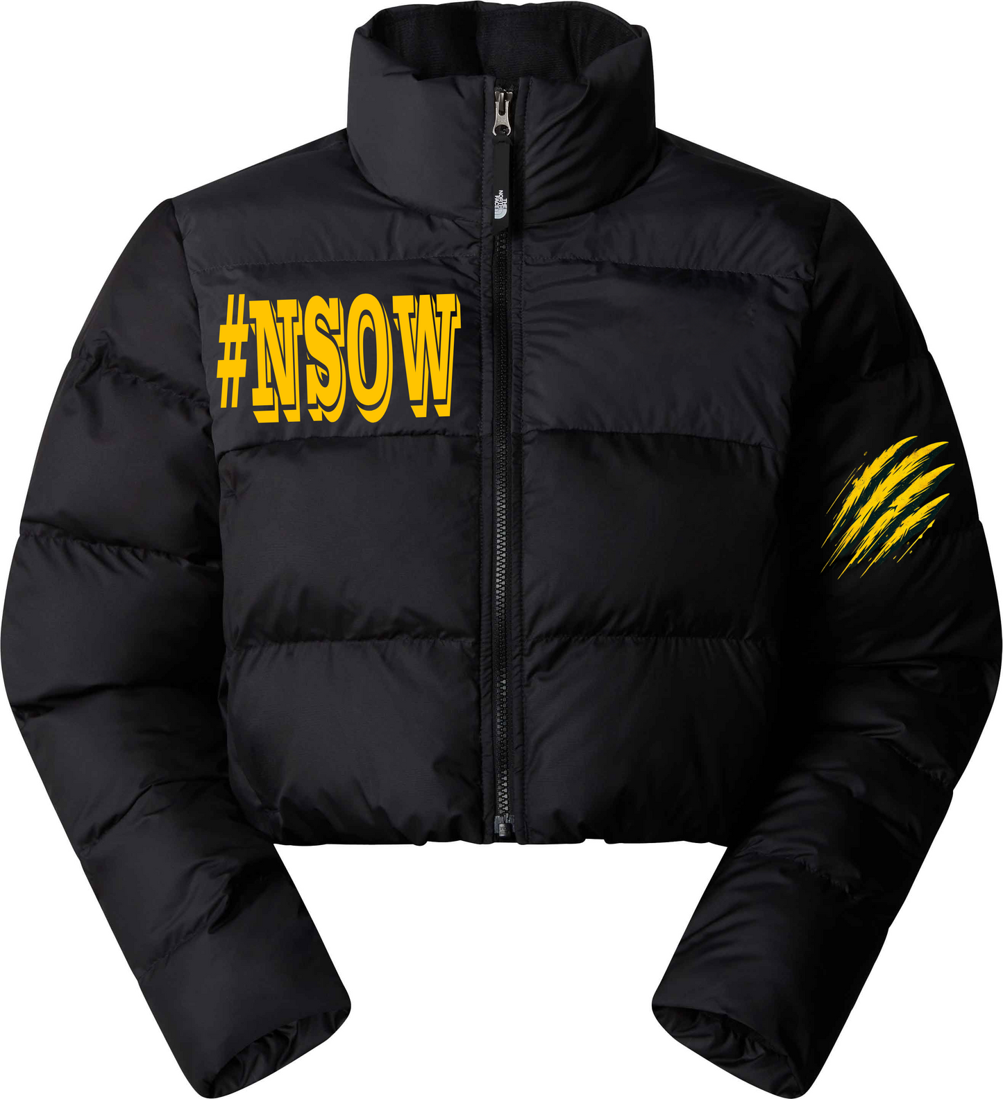 #NSOW YELLOW LOGO CROPPED PUFFER JACKET
