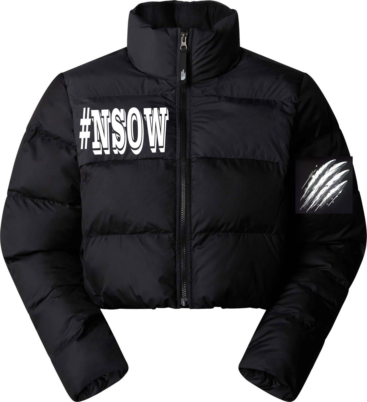 #NSOW WHITE LOGO CROPPED PUFFER JACKET